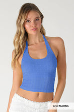 NS8489 - Floral Lace Halter Crop Top: 2267 Milk Tea