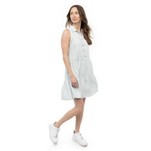 Collar Button Down Short Sleeveless Dress: Light Blue / S-M-L(3-2-1)