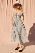 Striped Midi Dress: Red / L