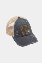 LV Up-Cycled Distressed Trucker Cap: Charcoal