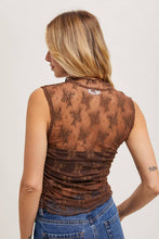 SHEER FLORAL EMBROIDERY MUSCLE-STYLE TANK: IVORY / L