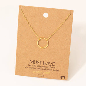 Circle Cutout Pendant Necklace: G