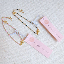 Dainty Color Dots Chain Cross Bracelet: Black
