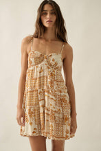 Tropical Floral-Print Smocked Tiered Babydoll Cami Romper: Oatmeal / M