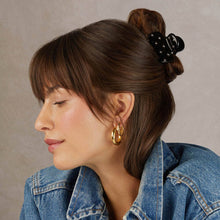 Recycled Plastic Rhinestone Medium Puffy Claw Clip-Black