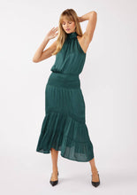 Satin Smocked Halter Midi Dress: Black / M