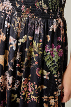 Smocked Nature Print Midi Dress