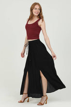 B6A55-ASIS DOUBLE SLIT MAXI SKIRT: White / L
