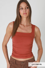 Clean Line Square Shirred Top Papaya
