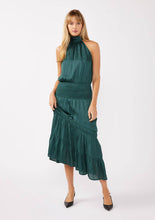 Satin Smocked Halter Midi Dress: Black / L
