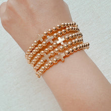 Beads And Crosses Bracelet Set of 5 Two Toned