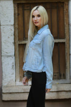 SJ919-ASIS WASHED DENIM TENCEL BUTTON FRONT JACKET: DENIM / M