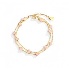 Petite Clover Layered Chain Bracelet: Blush Pink
