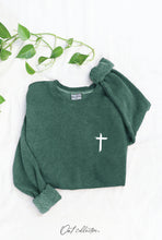 JESUS HAS MY BACK Mineral Graphic Sweatshirt: VINTAGE MAROON / S