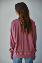 Wine Knit Drop Shoulder Long Sleeve Top