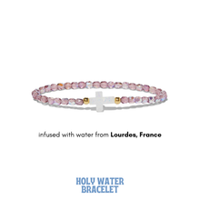 Holy Water Beaded Amethyst Cross Bracelet Gold