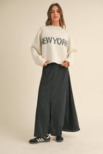 T3823   LETTER FRONT SWEATER TOP: CREAM_NY / M
