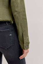 Military Olive Frayed Cropped Fitted Jacket