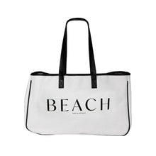 Beach Canvas Tote: White/Black