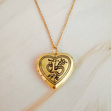 Nostalgic Heart Initial Open Locket Necklace: K
