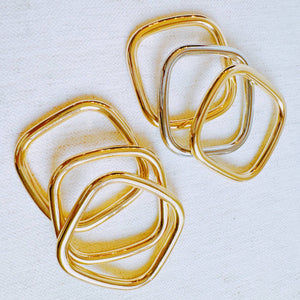 Air Light Square Bangle Set – Sleek Stacking Style in Polished Gold & Mixed Metal Variants: Two Toned