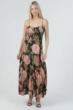 C4C84-AA26 PRINTED MAXI DRESS WITH SIDE SLIT AND POCKETS: Black / L