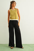 MMP469   COTTON LINEN SMOCKED WAIST PANTS WITH TASSEL: DEEP MOSSY / M