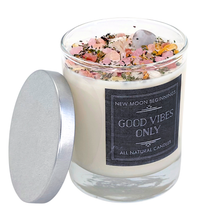Good Vibes Only Candle - Herb, Flower, & Crystal Candles: 7.75oz Glass Jar